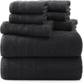 Casa Platino 100% Mercerized Cotton Luxury Bathroom Towels Set - 8 Piece - Ring Spun Technology - 2 Bath, 4 Washcloths, 2 Hand Towels - Remains Soft & Absorbent Even After Multiple Washes - Black