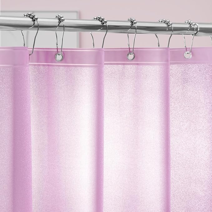 Dreamy Pink Glitter PEVA Shower Stall Curtain Long 48 x 78 inch, Waterproof Plastic Sparkle Shower Curtain Liner with Weighted Magnets, Bling Shimmery Bathroom Shower Curtain Rose Pink