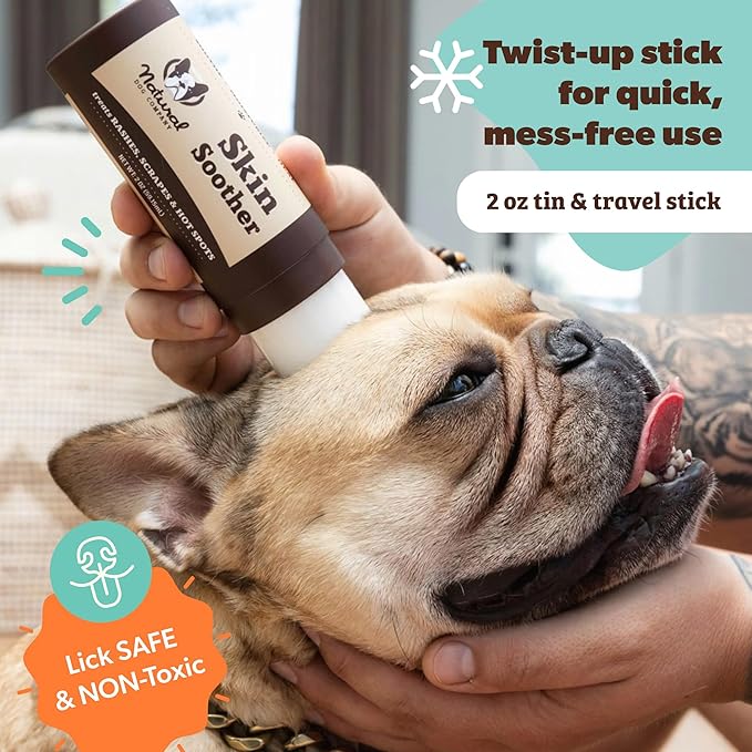 Natural Dog Company Skin Soother Balm for Dogs – 2oz Stick, All Natural Hot Spot & Rash Relief – Organic Itchy Skin Soothing Moisturizer for Dry, Red, Crusty Skin – Lick-Safe Dog Balm, Made in USA
