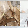 Extra Long Shower Curtain 72 x 96 Inch, Brown Floor to Ceiling X-Long Abstract Marble Shower Curtains for Bathroom, Modern Luxury Art Ink Fabric Shower Curtain Set with Hooks