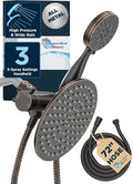 HammerHead Showers Dual Shower Head Combo, 8-Inch Rainfall & 3-Flow Handheld, Oil Rubbed Bronze, 2.5 GPM