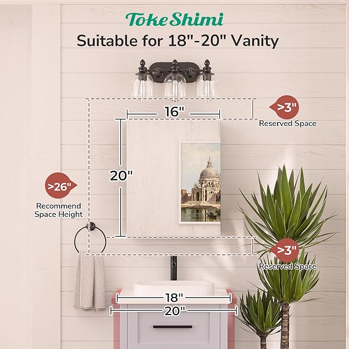 TokeShimi 16x20 Recessed Medicine Cabinet with Mirror Aluminum, Tempered Frameless Bathroom Mirror with Storage Adjustable, Silver Surface Mount Medicine Cabinet for Bathroom Farmhouse