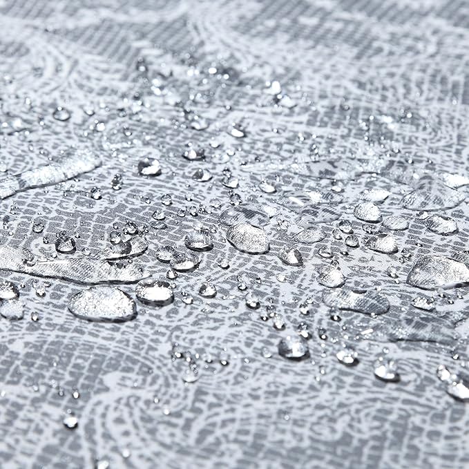 78 Inch Long Shower Curtain - Chantilly Lace Design, Heavyweight Polyester, Black to White Ombre, 72" W x 78" H