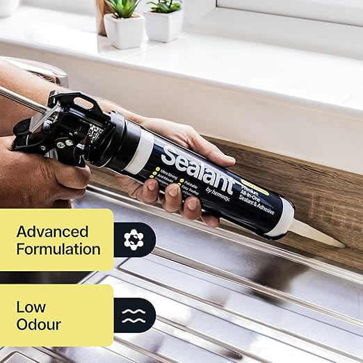 Anthracite Gray Kitchen & Bathroom Sealant & Adhesive Hybrid Polymer | Superior to Silicone Caulk Sealant | Waterproof, Odorless, Paintable | Ideal for Around Bathtub, Shower, Kitchen - 300ml 3 Pack