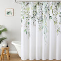 Colorful Star Sage Green Eucalyptus Waterproof Shower Curtain Set with Hooks, Minimalist Watercolor Floral Print Bathroom Décor, Plant Leaves Washable Fabric Shower Curtain, 72 x 78 Inch