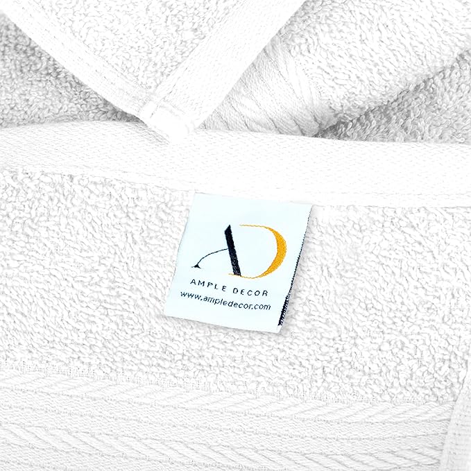 Ample Decor Bath Towels Pack of 16 600 GSM 100% Cotton, Absorbent Soft Premium Quality for Bathroom, Hotel, Spa, Gym, Kitchen - Christmas White - 30 X 54 Inch