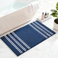 Kmson Bathroom Rugs Mat, 36"x24" Ultra Soft Washable Shaggy Chenille Bath Rugs, Non-Slip Fluffy Thick Water Absorbent Microfiber Mat for Bathtub, Sink and Shower, Navy Blue