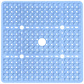 Large Light Blue Square Shower Mat Non Slip 27 x 27 Inch, Soft Bath Mat Tub Mat for Inside Shower Floor, Anti Slip Shower Stall Mats With Big Suction Cups Drain Hole, Easy Washable, BPA-Free