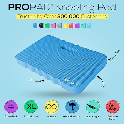 Thick Kneeling Pads, Garden Kneeler for Gardening, Bath Kneeler for Baby Bath, Kneeling Mat for Yoga, Knee Pad for Work, Extra Large (XL) 18 x 11 x 1.5 Inches, Blue (Pack of 2)