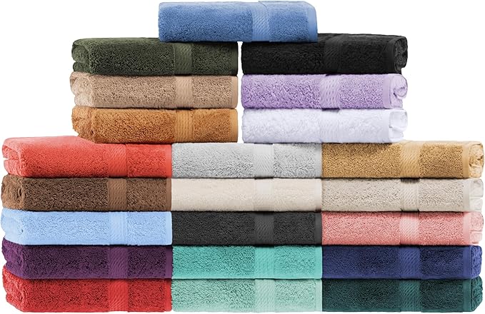 BNM Egyptian Cotton Heavyweight Towels, Ideal For Bathroom, Shower, Spa, Hotel, 800 GSM, Face/ Washcloths, Hand Towels, Bath Towels, Highly-Absorbent, Luxury Home Basics, 9 Piece Towel Set, Sea Foam
