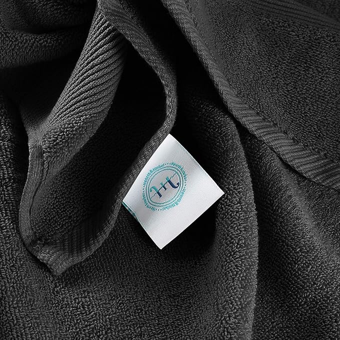 Hearth & Harbor Bath Towels - 100% Ring Spun Cotton Luxury Towels - Ultra Soft & Highly Absorbent, Bathroom Towels. Floor Mat, Black