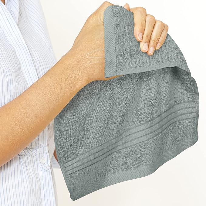 Utopia Towels 12 Pack Premium Wash Cloths Set, 12 by 12 Inches, 100% Cotton Ring Spun, Highly Absorbent and Soft Feel Washcloths for Bathroom, Spa, Gym, and Face, Cool Grey