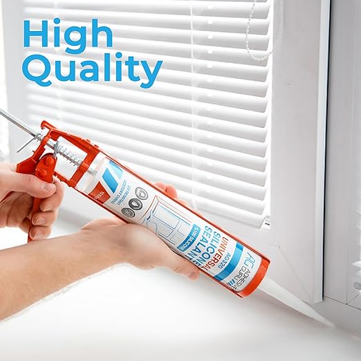 Adhesive Guru All Purpose Clear Silicone Sealant Waterproof (6 x 10.15 fl.oz.), 100% Silicone Caulk, Weatherproof & Flexible Adhesive Sealant for Indoor and Outdoor Use,Transparent - 6 Pack