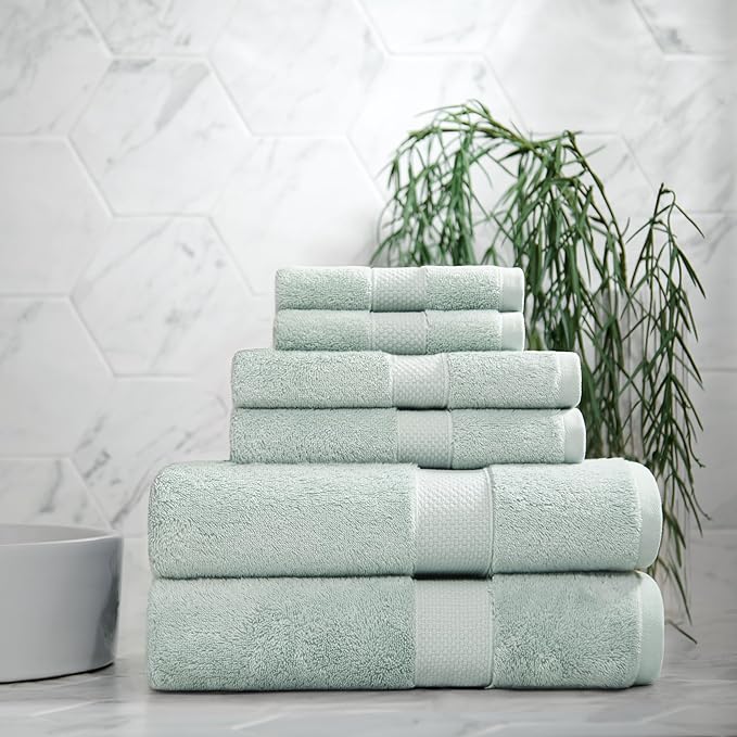 Aston & Arden Egyptian Bath Towel Set - Oversized Ultra Soft Thick & Absorbent, 100% Ringspun Egyptian Cotton Bathroom Towel for Spa, Hotel, 600 GSM, Green
