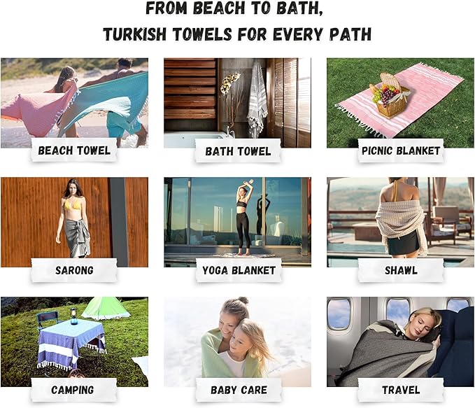 Bazaar Anatolia Turkish Bath Towel – 100% Cotton, Quick Dry, Sand Free Towel for Bathroom, Hot Tub, Decor, Cream – Oversized 71x39 Inches – Diamond Beige