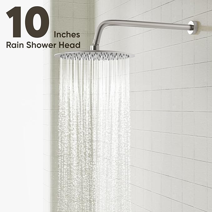 Gabrylly Shower System, Shower Faucet Set with Pressure Balance Shower Valve, 10" Rain Shower Heads with Handheld Spray, Wall Mounted Shower Fixtures, High Pressure Shower Head Set, Brushed Nickel