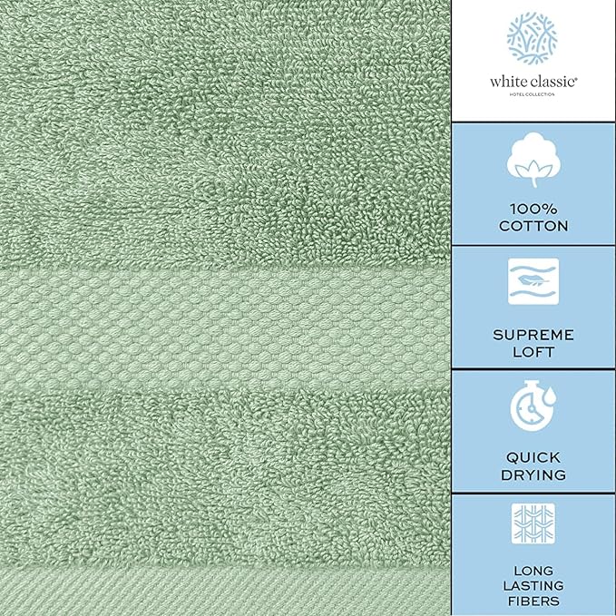 White Classic Luxury Bath Sheet Towels Extra Large | Highly Absorbent Hotel spa Collection Bathroom Towel | 35x70 Inch | 2 Pack (Green)