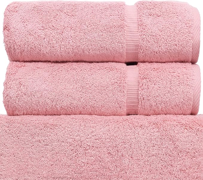 Monogrammed Hand Towel, Personalized Initial Gift, Extra Absorbent 100% Turkish Cotton - Soft Terry Finish - Set of 2 - Black Block Initial S - Embroidered on Pink Towels