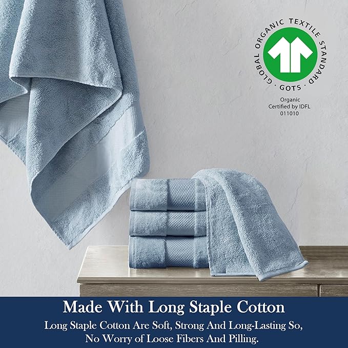 Delara Organic Cotton Luxuriously Plush Bath Towel 33 Piece Set|GOTS & Oeko-TEX Certified|Premium Hotel Quality Towels|Feather Touch Technology|650 GSM Long Staple|Soft, Quick Dry & Ultra-Absorbent