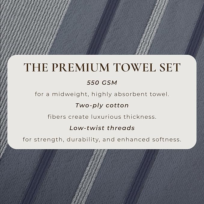 Great Bay Home Decorative Bath Towel Set - Luxury Cotton 4 Pack 54x27 Bath Towel Set - Luxurious, Ultra-Soft, Durable Towels for Bathroom Decor (Blue)