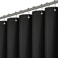 LiBa Waffle Weave Fabric Black Shower Curtain, 72 W x 72 H Water Repellent & Heavyweight, Hotel Quality & Machine Washable Cloth Linen Shower Curtains Set and for Bathroom