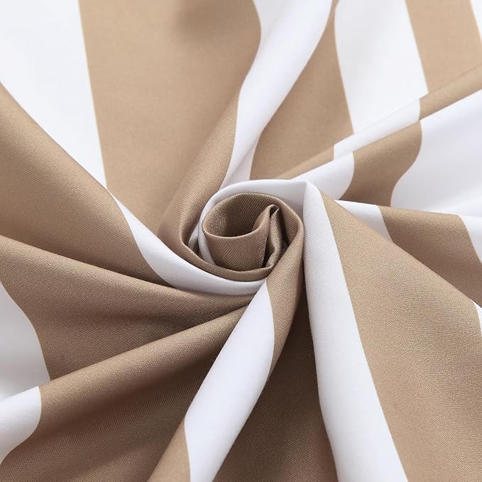 Beige and White Striped Shower Curtain 72x78 Inches, Waterproof Fabric with Modern Gradient Lines, 12 Rustproof Grommets & Weighted Hem