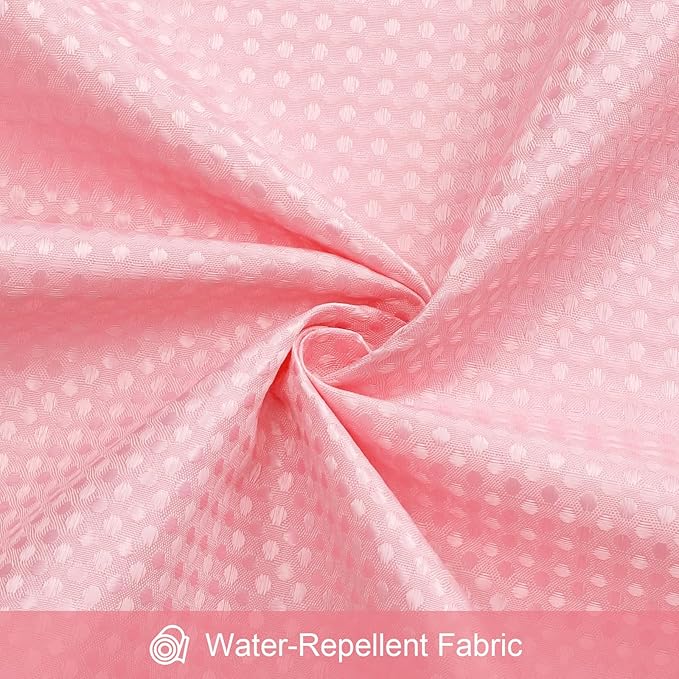 3 in 1 Long Pink Shower Curtain Set-72 W x 78 H, Modern Waffle and PEVA Liner Set with 12 Stainless Steel Hooks, Waterproof Fabric for Bathroom