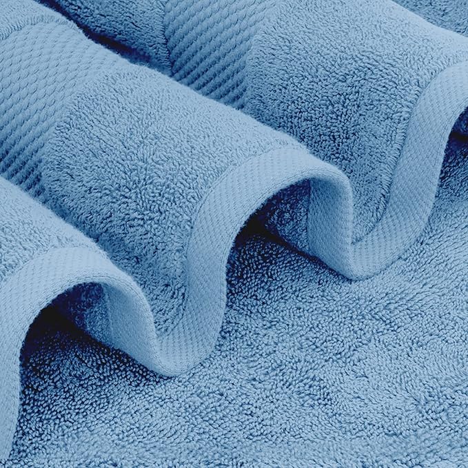 White Classic Luxury Soft Bath Sheet Towels - 650 GSM Cotton Luxury Bath Towels Extra Large 35x70 | Highly Absorbent and Quick Dry | Hotel Quality Extra Large Bath Towels Oversized, Light Blue, 2 Pack