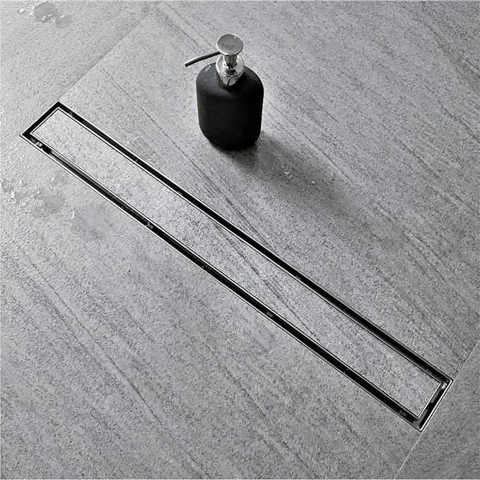Neodrain 48-Inch Linear Shower Drain with Tile Insert Grate,Brushed 304 Stainless Steel Rectangle Shower Floor Drain, Linear Drain with Leveling Feet, Hair Strainer