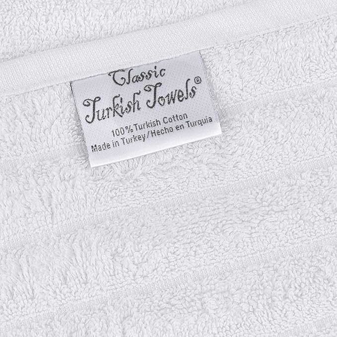 Classic Turkish Towels CTT Luxury 6 Piece Towel Set, 100% Turkish Cotton, Quick Drying, Highly Absorbent & Comfy, Includes 2 Bath Towels, 2 Hand Towels & 2 Washcloths | (White)