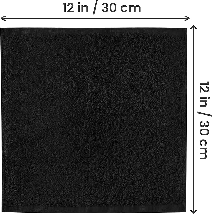 Utopia Towels 60 Pack Cotton Washcloths Set, 100% Ring Spun Cotton, Premium Flannel Face Cloths, Highly Absorbent and Soft Feel Fingertip Towels, Black