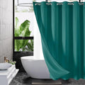 MitoVilla No Hooks Needed Extra Long Shower Curtain Liner Set, Green 86 inch XL Heavyweight Waffle Cloth Shower Curtains Set with Snap-in Liner for Modern Luxury Hotel & Spa Bathroom Decor