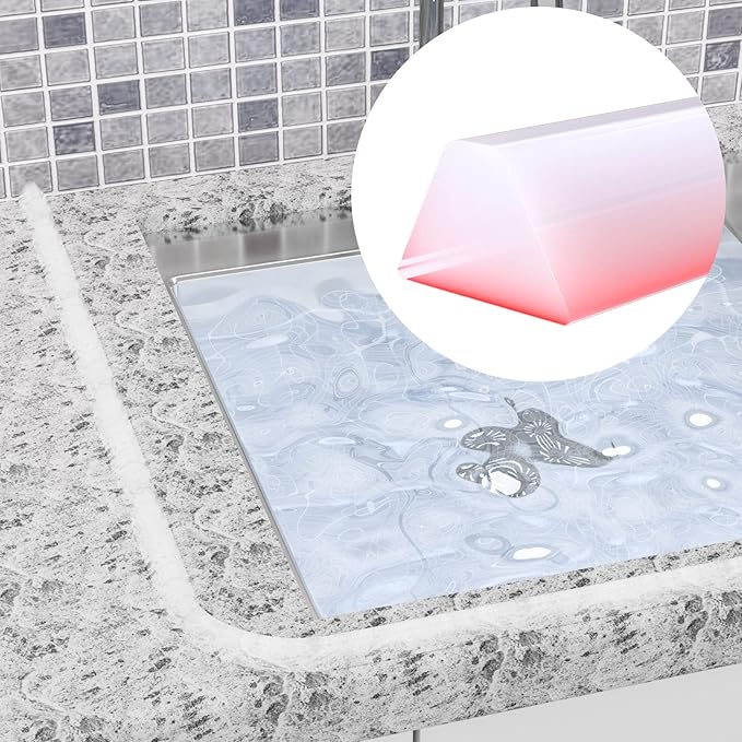 67 Inch Collapsible Shower Water Dam, Shower Threshold Water Dam Shower Barrier, Dry and Wet Separation Door Dam Water Stopper Kitchen Shower Threshold Silicon Water Blocker(Mini Trapezoid)