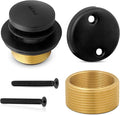 Tip-Toe Bathtub Drain Trim Kit with Two-Hole Overflow Faceplate – All Brass Tub Drain Stopper Replacement – Fits Fine or Coarse Thread Drain Shoe – Universal Tub Drain Assembly