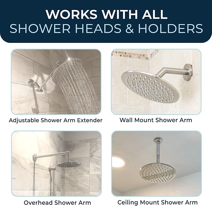 HammerHead Showers Solid Metal Round 8 Inch Rainfall Shower Head, High Flow Shower Head Optimized for Pressure, Brushed Nickel, 1.75 GPM