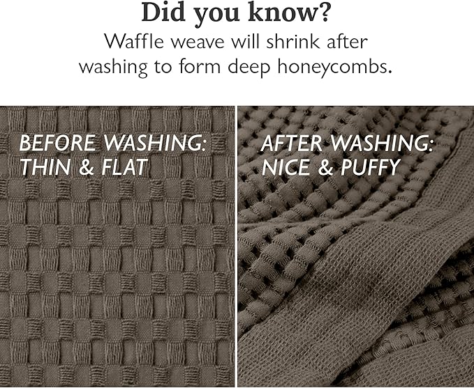GILDEN TREE Waffle Hand Towels for Bathroom Quick Dry Large Luxury Lint Free Super Absorbent Cotton Hand Towels Set of 2, Modern Style (Stone)