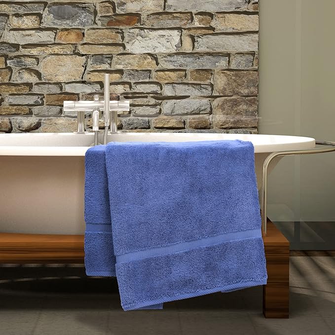 Luxury Hotel & Spa Collection Highly Absorbent, Quick Dry 100% Turkish Cotton 700 GSM, Eco Friendly Towel, for Bathroom Dobby Border Soft Bath Towel Set 27 X 54 -Wedgewood, Bath Towels - Set of 4