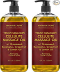 Majestic Pure Firming Body Massage Oil with Collagen – Helps Smooth The Appearance of Cellulite & Improve Skin Texture – Refreshing Aromatherapy Body Oil for Legs & Full Body – 8 Fl Oz Pack of 2