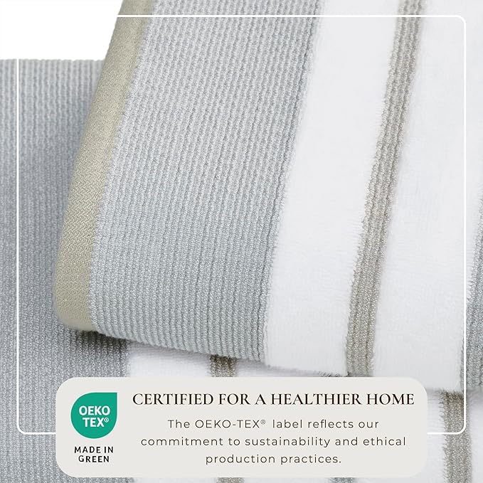 Great Bay Home Decorative Bath Towel Set - Luxury Cotton 4 Pack 54x27 Bath Towel Set - Luxurious, Ultra-Soft, Durable Towels for Bathroom Decor (Glacier Grey/Cappuccino)