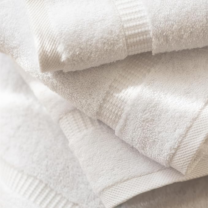 SALBAKOS 100% Turkish Cotton Hand Towel Set of 6 16x30 inch | Heirloom Quality | Hotel & Spa Collection | Ultra Soft, Super Absorbent, Long Lasting Hand Towels | Made in Turkey (White, 6 Hand Towels)