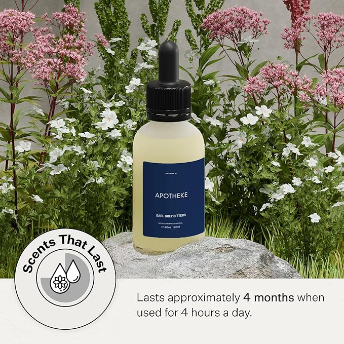 Apotheke Scent Tower Aromatherapy Diffuser Fragrance Refill, Earl Grey Bitters (120 ml) - Long-Lasting Perfume-Grade Essential Oil for Clean & Fresh Home, Office, Hotel & Large Rooms
