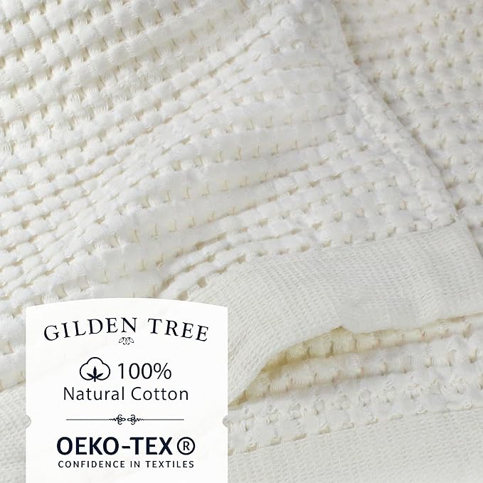 GILDEN TREE Waffle Towel Set Quick Dry Thin | 2 Bath Towels | 2 Hand Towels | 2 Washcloths, Modern Style (Cream)