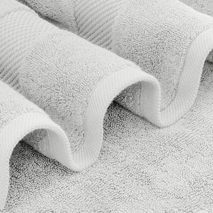 White Classic Luxury Soft Bath Sheet Towels - 650 GSM Cotton Luxury Bath Towels Extra Large 35x70 | Highly Absorbent and Quick Dry | Hotel Collection Extra Large Bath Towels Oversized, Silver, 2 Pack