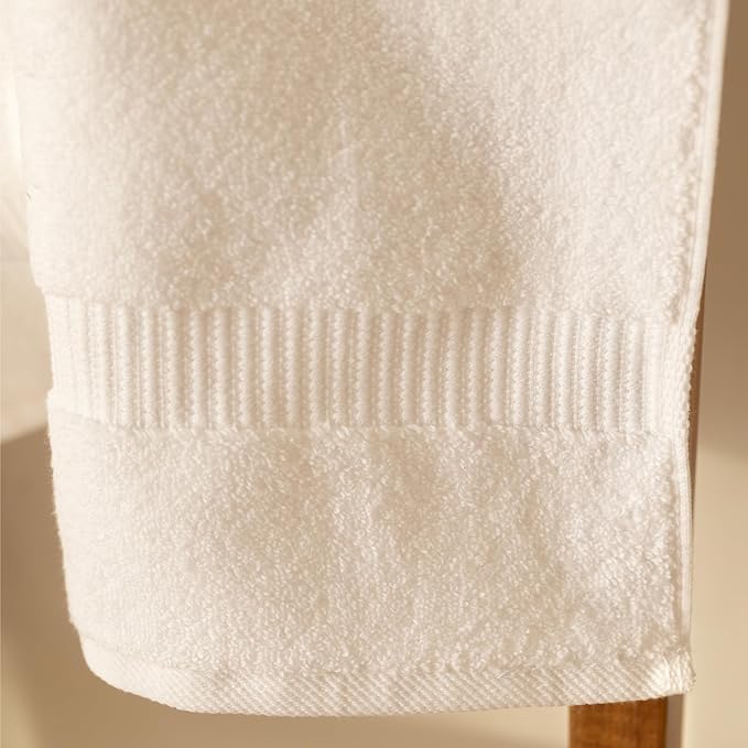 SALBAKOS 100% Turkish Cotton Bath Towel Set of 4 27x54 inch | Heirloom Quality | Hotel & Spa Collection | Ultra Soft, Super Absorbent, Long Lasting Bath Towels | Made in Turkey (White, 4 Bath Towels)
