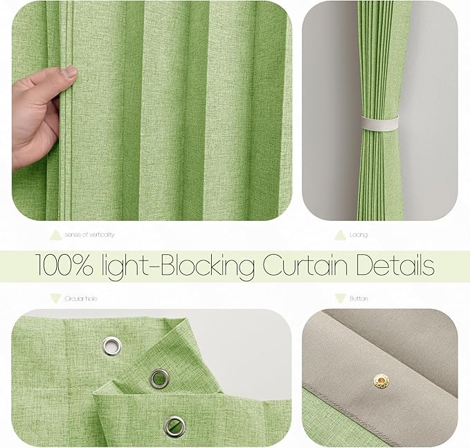 Accordian Door Curtain, 100% Blackout Folding Magnetic Doorway Curtains,Linen Style Closet Doors,for Room Divider,Privacy Protection（W52 x L78,Green,1 Panel）