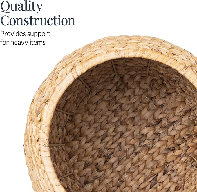 Best Choice Products Scalloped Multipurpose Hyacinth Storage Basket, Plant Décor, Handwoven Organizer Tote for Bedroom, Living Room, Nursey, w/Lid - Natural