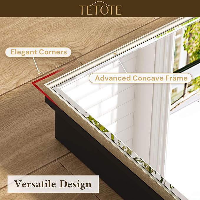 TETOTE Brushed Nickel Medicine Cabinet 20" x 26" Recessed or Surface Wall-Mounted Aluminum Alloy Framed Medicine Cabinet Stepless Adjustable Shelves