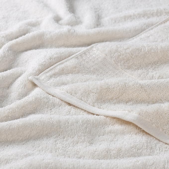 Superior Egyptian Cotton 3-Piece Towel Set, Basic Towels For Bathroom, Home Decor, Guest Bath, Shower, Apartment, Included 1 Face, 1 Hand, 1 Bath Towel, Washcloth, Quick Dry, Ivory