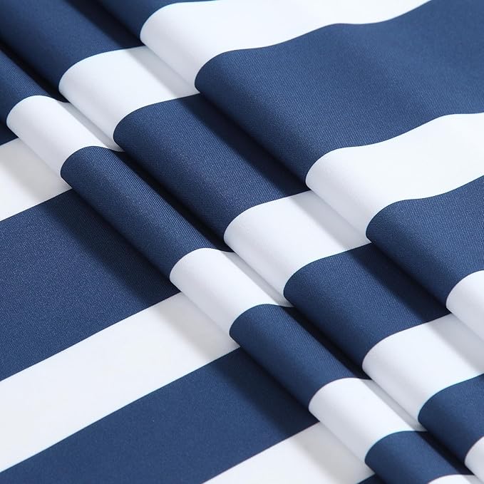 Extra Long Blue and White Striped Shower Curtain 72x84 Inches, Waterproof Fabric with Modern Gradient Lines, 12 Rustproof Grommets & Weighted Hem
