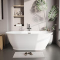 Freestanding Bathtub 59 Inch Oval Acrylic Soaking Tub – Glossy White Flared-Edge Free Standing Bath Tub with Pop-Up Drain & Overflow for Spa Bathrooms